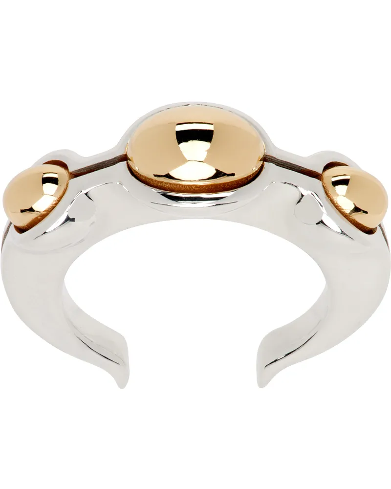 Bottega Veneta Silver & Gold Open Band Ring 8119
