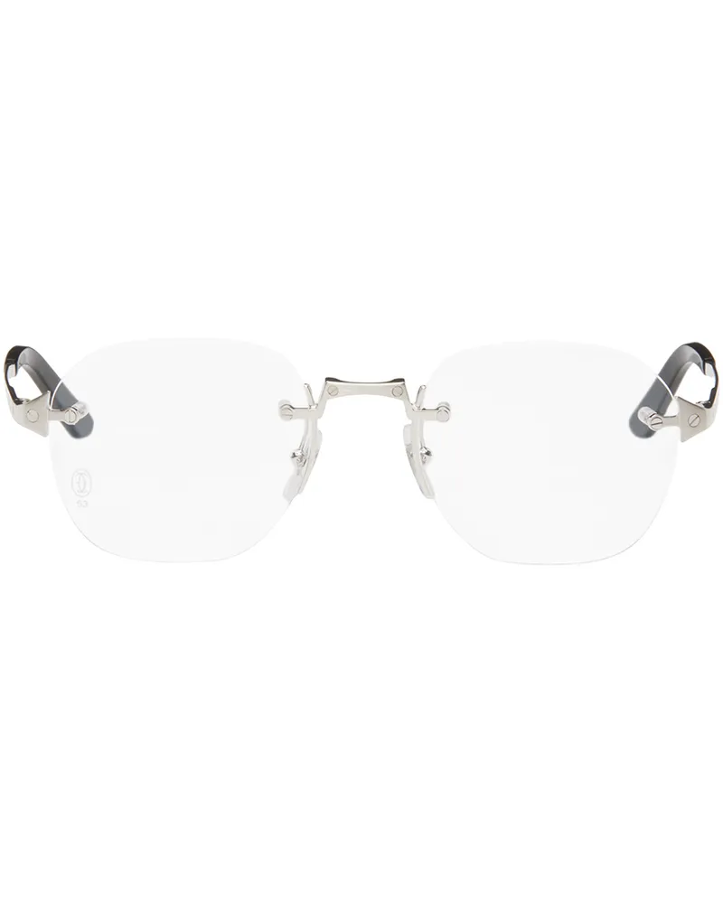 Cartier Silver 'Santos de Cartier' Glasses Silver-silver-transp