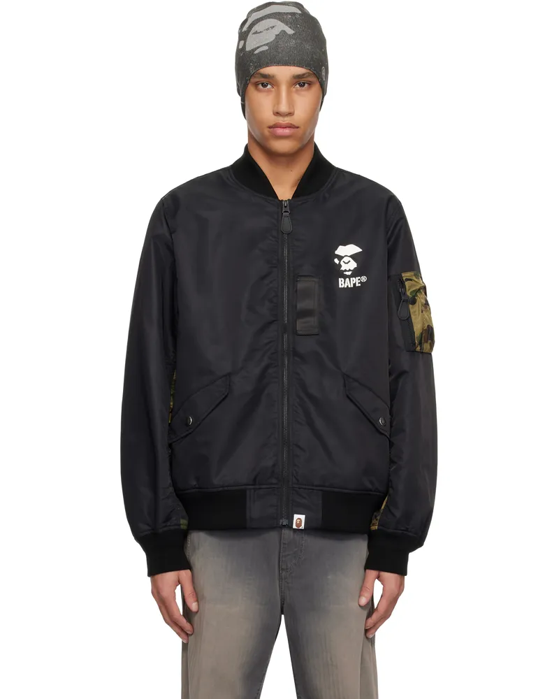 BAPE Black 1st Camo Bomber Jacket Black