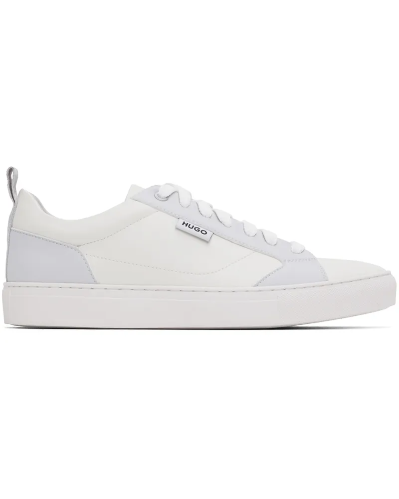 HUGO BOSS White & Gray Cupsole Faux-Leather Sneakers 124-open