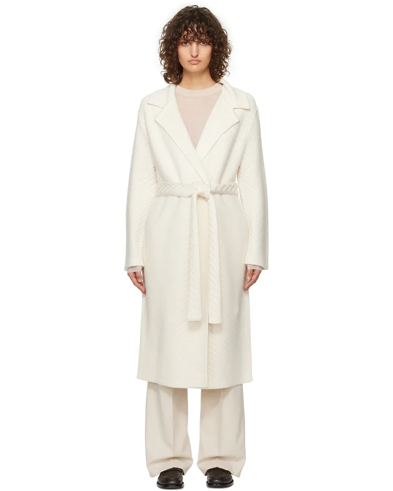 Joseph Off-White Diagonal Knit Coat 0045