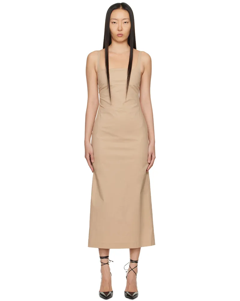 lesugiatelier Beige Square Neck Maxi Dress Beige