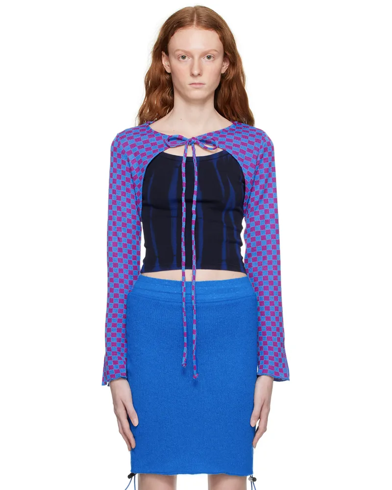 KkCo Blue & Purple Cowrie Cardigan Blue