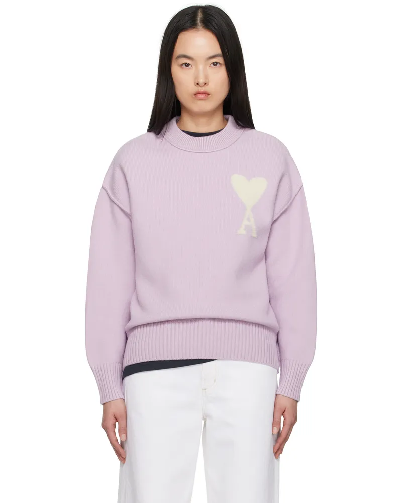 AMI Paris Purple Wool Ami de Coeur Sweater Lila