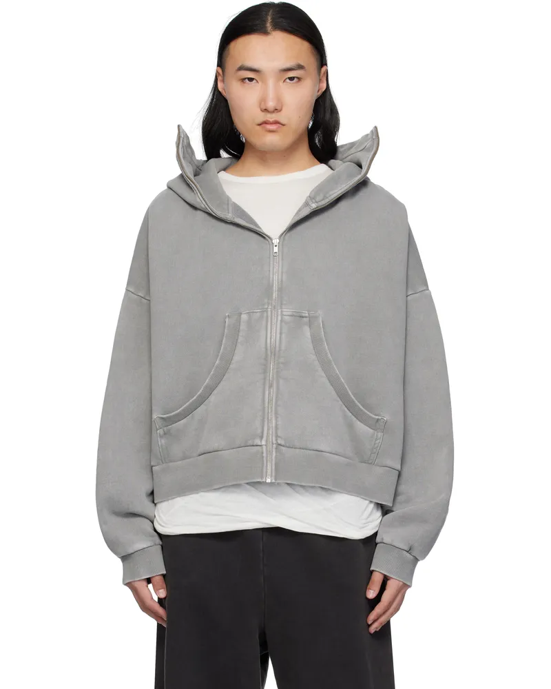 Entire Studios Gray Full Zip Hoodie Rhino