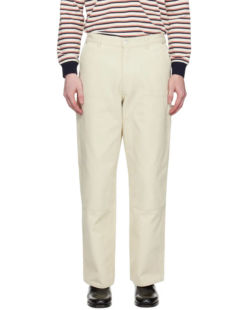 Dunst Off-White Patched Carpenter Canvas Trousers Cream