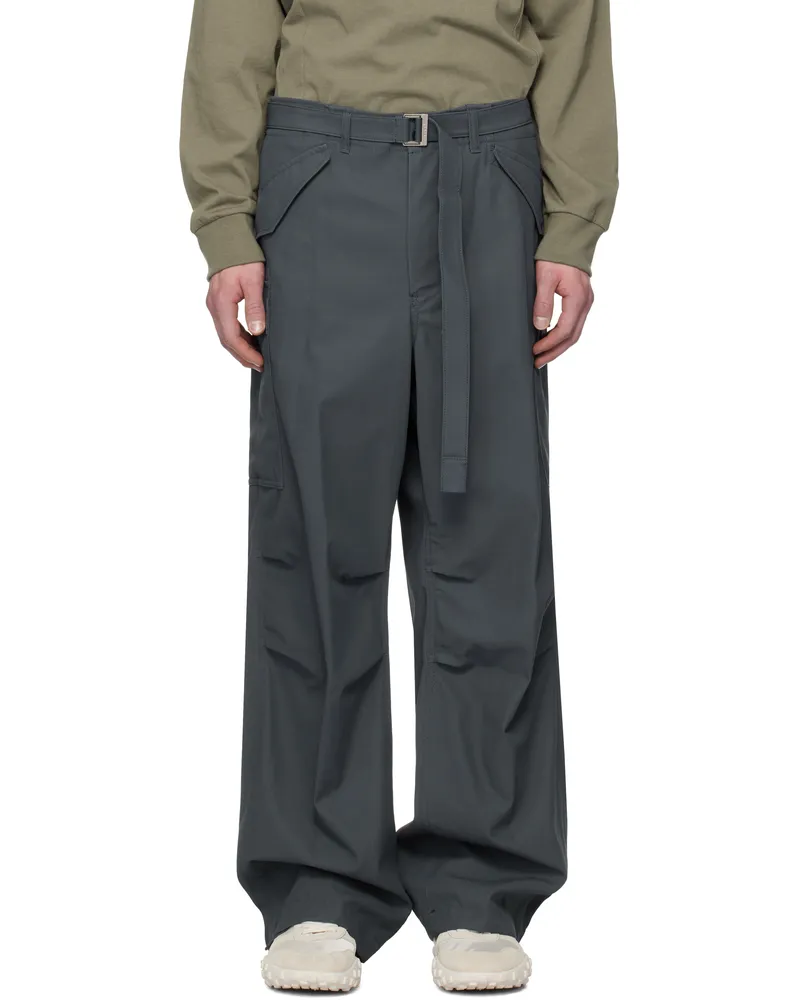 Sacai Blue Cotton Twill Cargo Pants 375