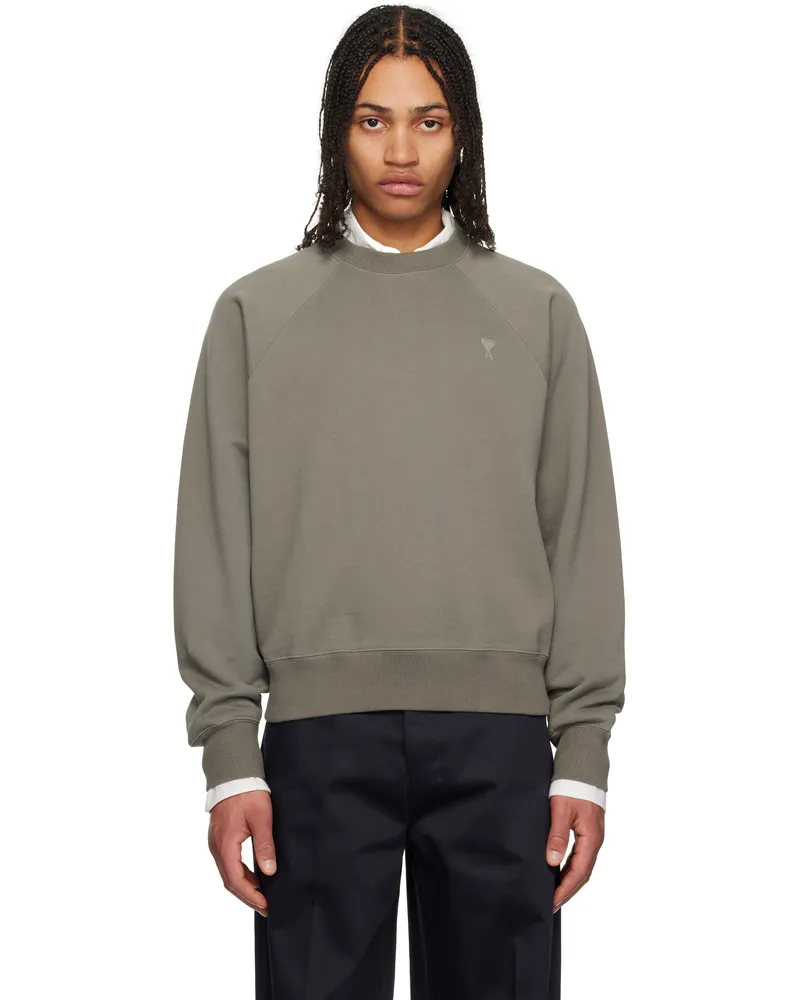 AMI Paris Taupe Cotton Tonal Ami de Coeur Sweatshirt 0953