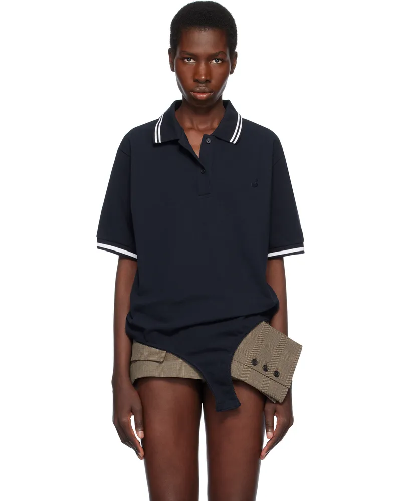 pushBUTTON Navy Pique Shirt Bodysuit Navy