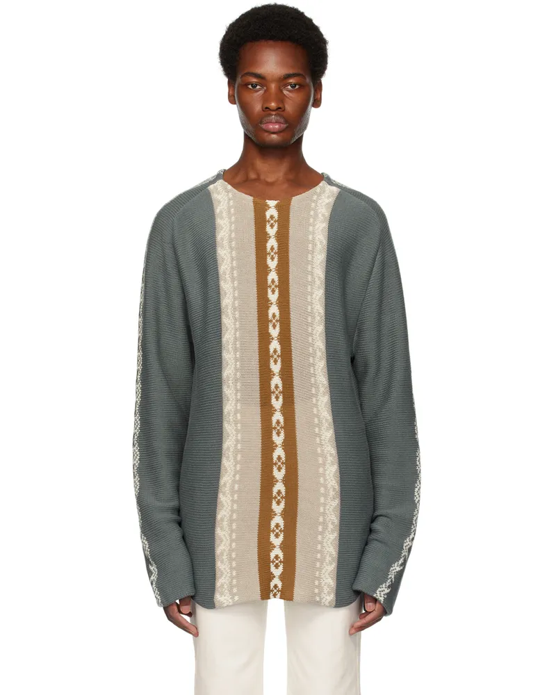 Youths In Balaclava Gray Floral Sweater Grey