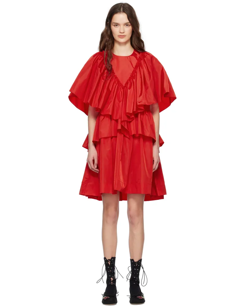 Simone Rocha Red Short Ruffle Minidress Red
