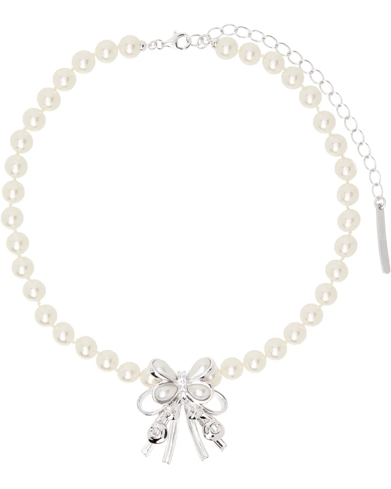 SHUSHU/TONG White & Silver YVMIN Edition Pearl Butterfly Flower Curly Hair Choker Sliver