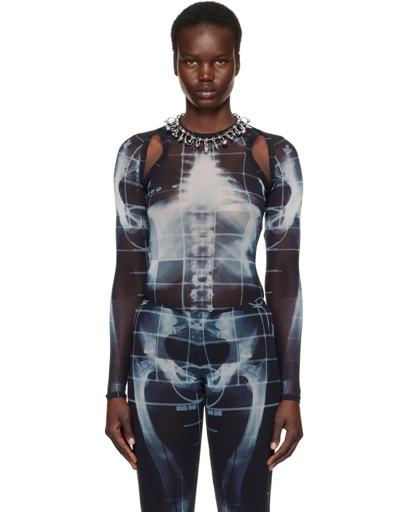 Jean Paul Gaultier Black & Blue 'The Squeletor' Cardigan 005956