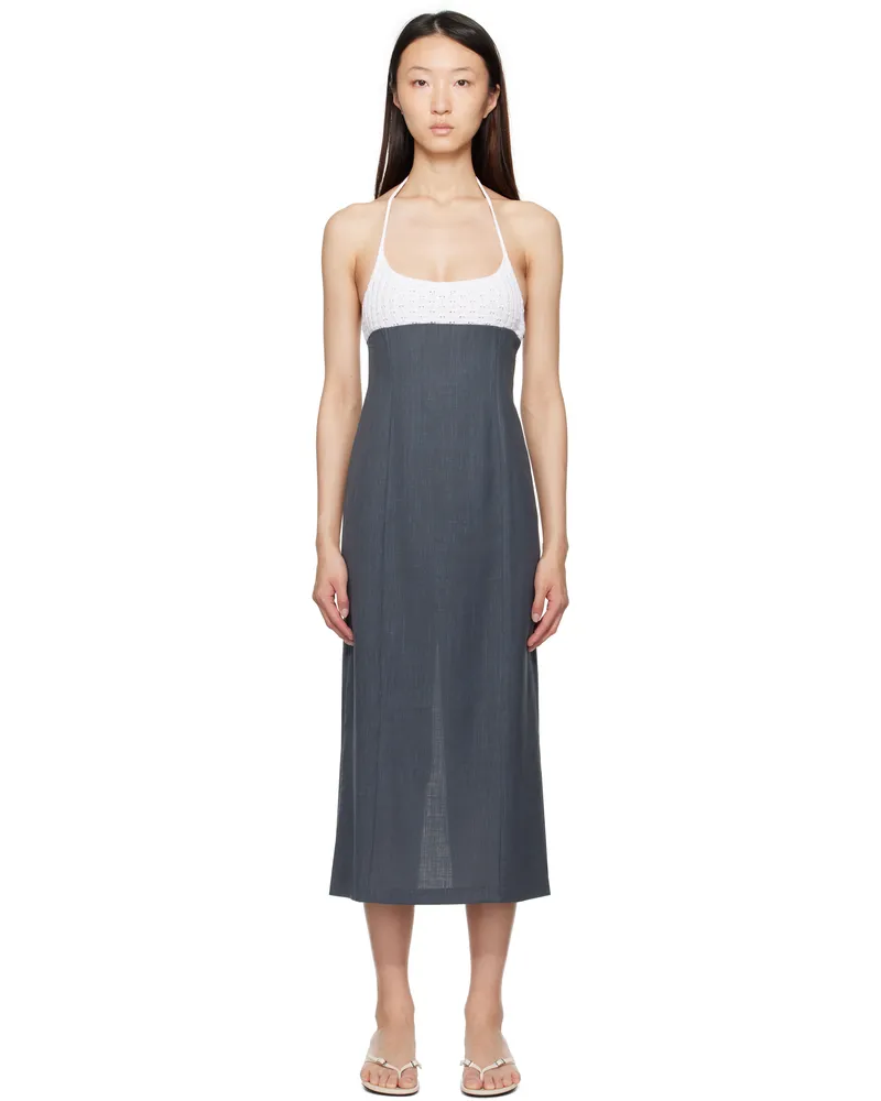 Paloma Wool Gray & White Jody Midi Dress 200