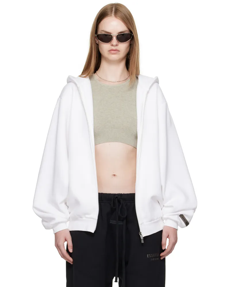 Fear of God White 90s Fleece Zip-Up Hoodie Bright