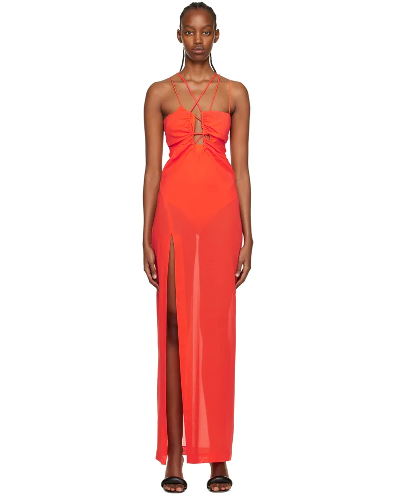 Nensi Dojaka SSENSE Exclusive Orange Semi-Sheer Cover Up 489