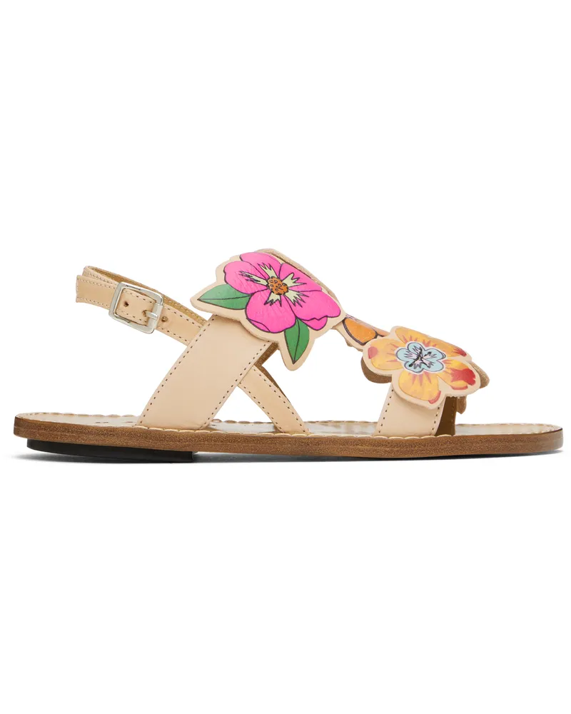 Marni Kids Pink & Brown Flower Sandals Multi