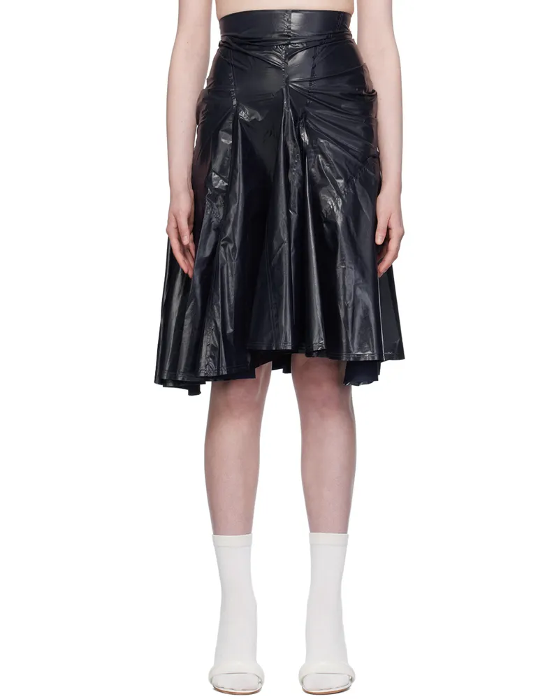 Talia Byre Navy Shiny Midi Skirt Navy