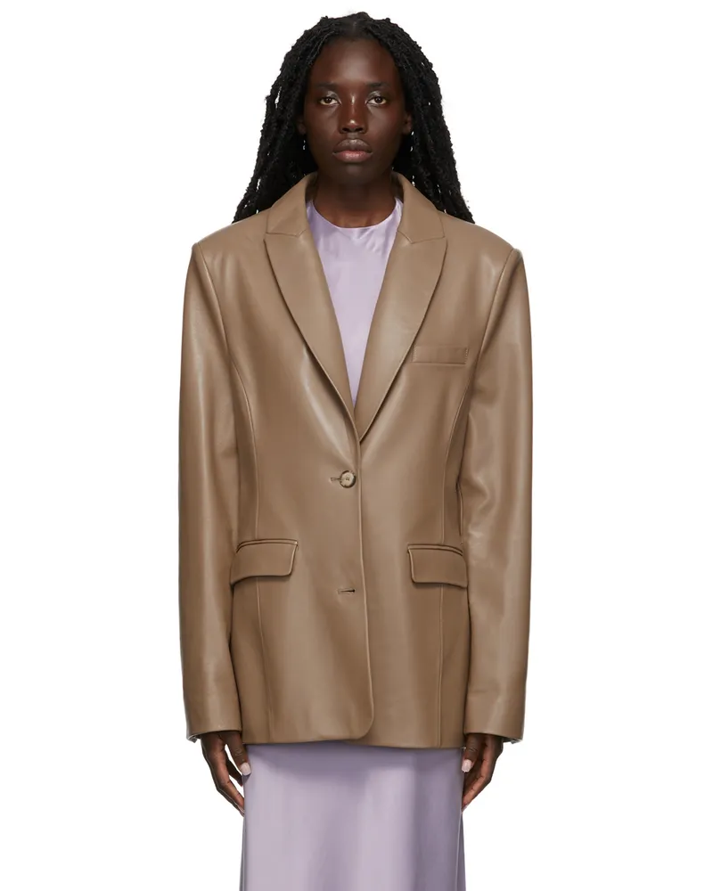 THE MANNEI Taupe Leather Kerak Blazer Taupe
