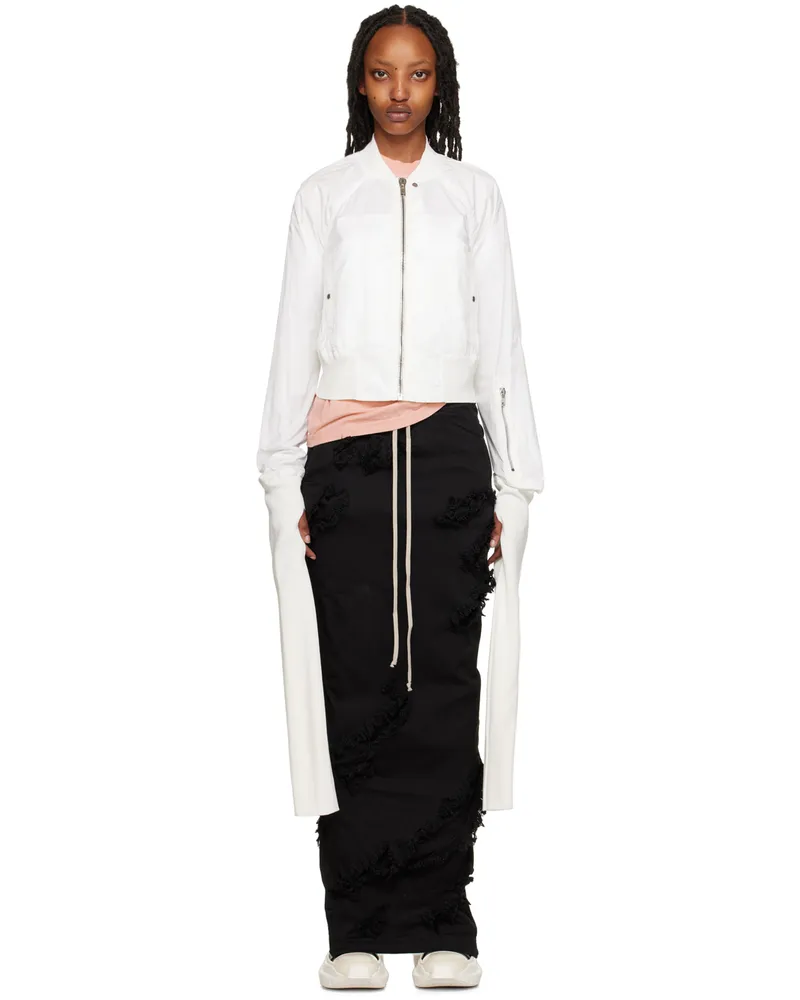 DRKSHDW by Rick Owens White Gauntlet Faun Bomber Jacket 11