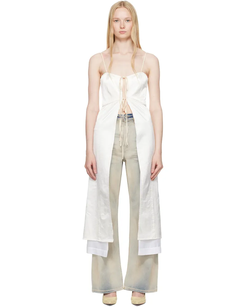 Maison Margiela Off-White Washed Viscose Satin Dress Top 101