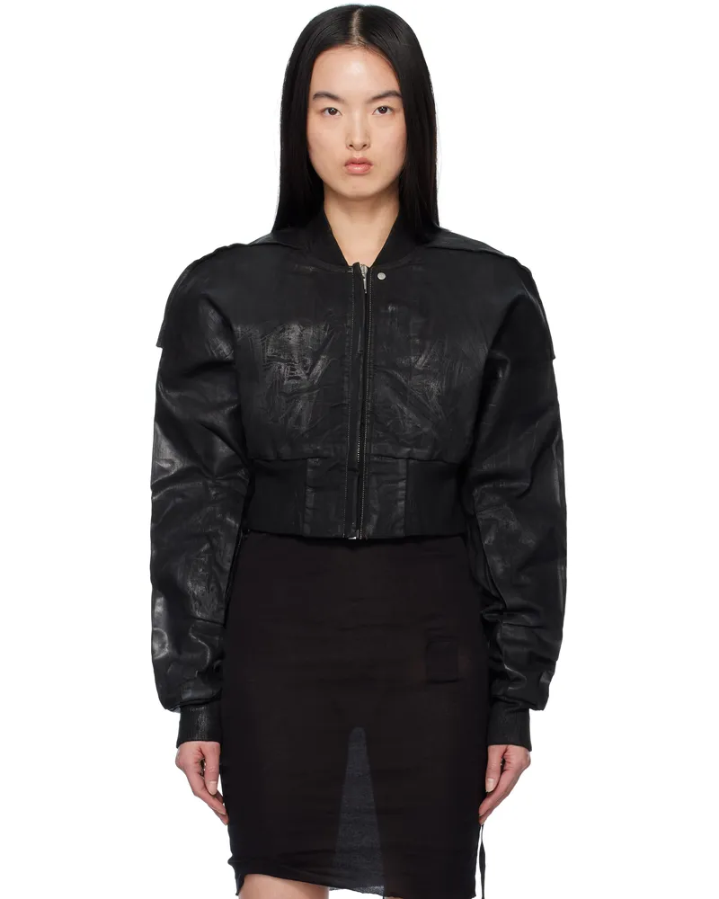 DRKSHDW by Rick Owens Black Hollywood Cropped Denim Flight Jacket 09