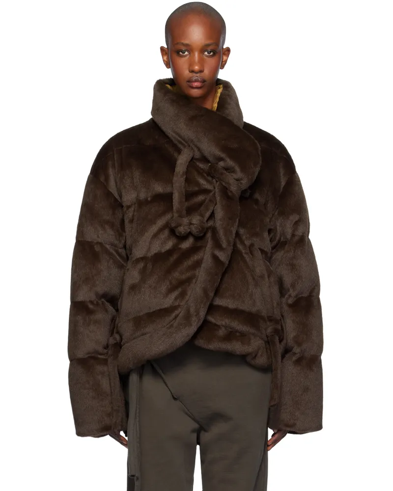 OTTOLINGER Brown Furry Strappy Puffer Jacket Dark