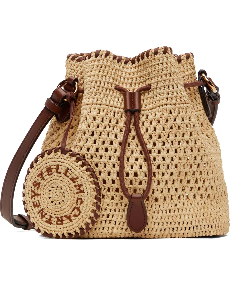 Stella McCartney Beige Falabella Raffia Crochet Bucket Bag 9370