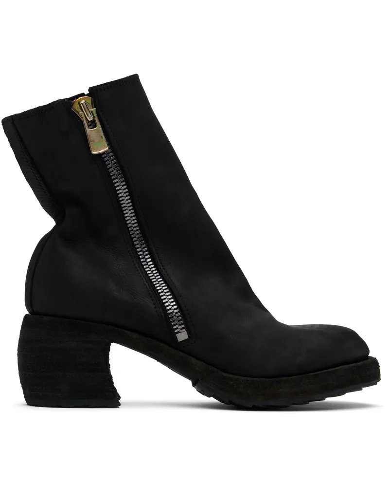 Yohji Yamamoto Black Guidi Edition Calf Grain Oblique Side Zip Boots 1