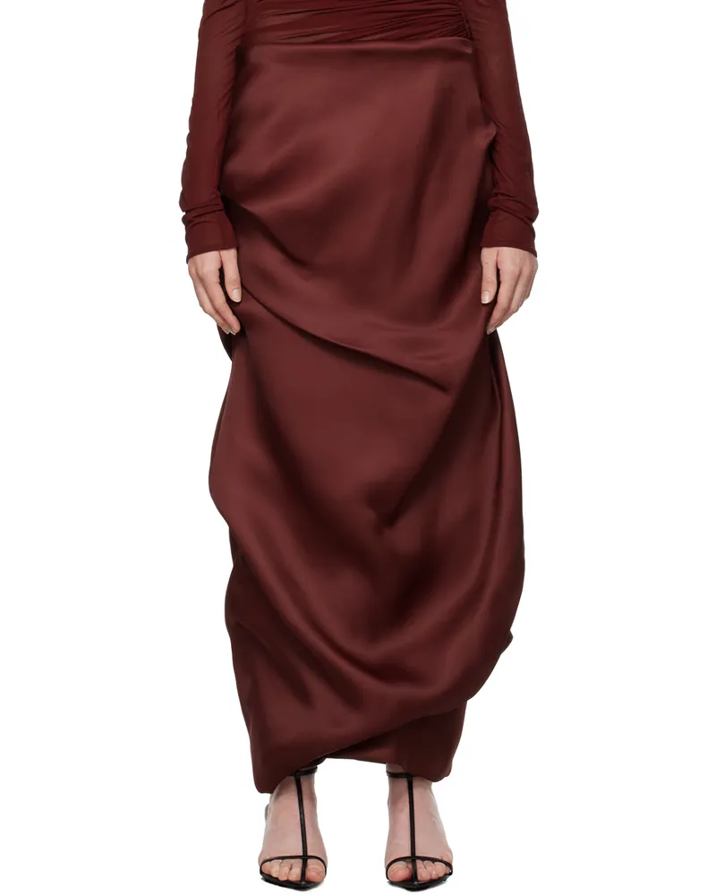 KHAITE Burgundy Olula Maxi Skirt 524