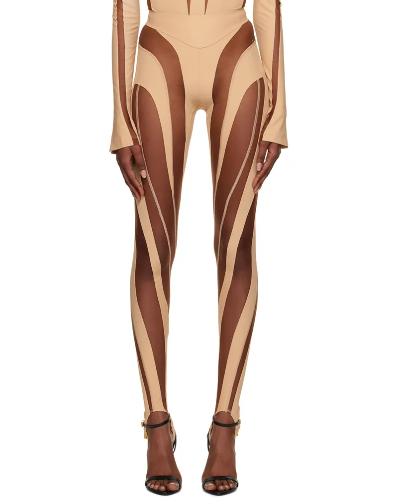 Thierry Mugler Beige Spiral Leggings Beige