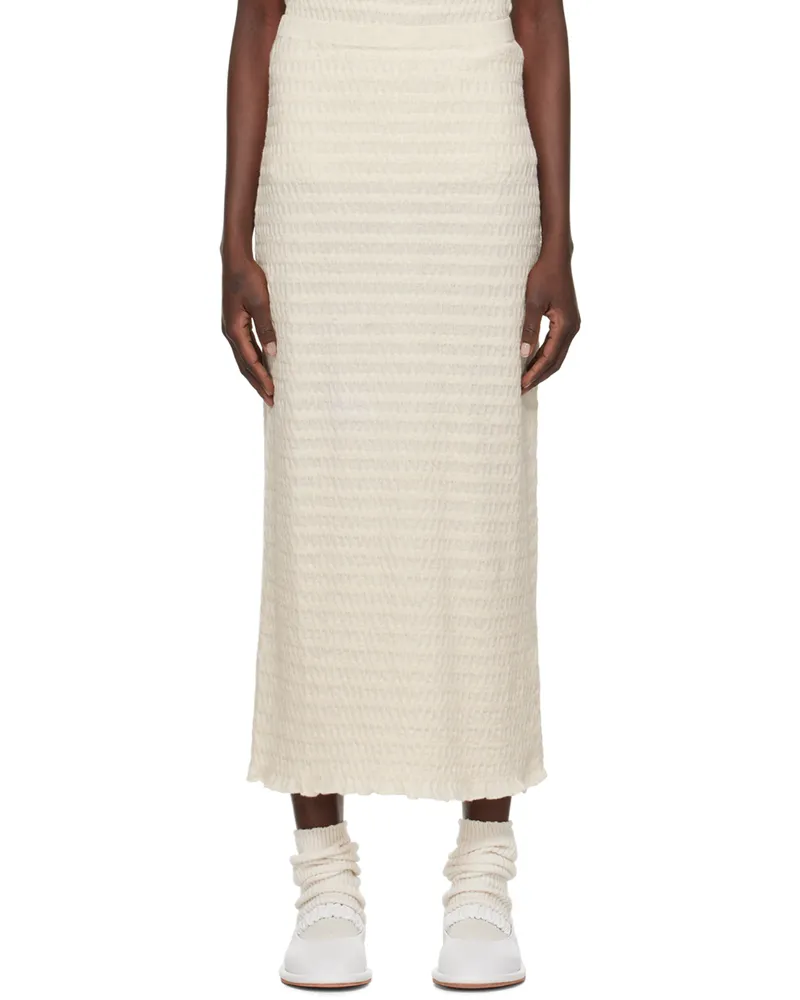 Lauren Manoogian Off-White Smocked Maxi Skirt H01