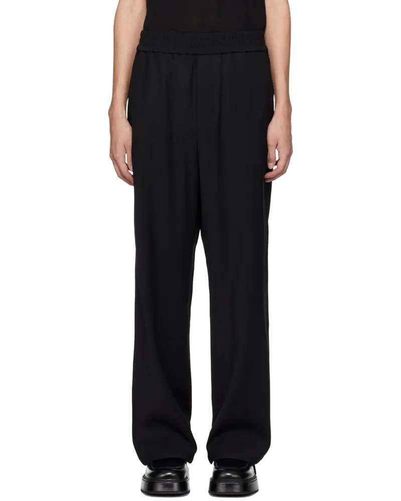 AMI Paris Black Elasticized Waist Trousers Black