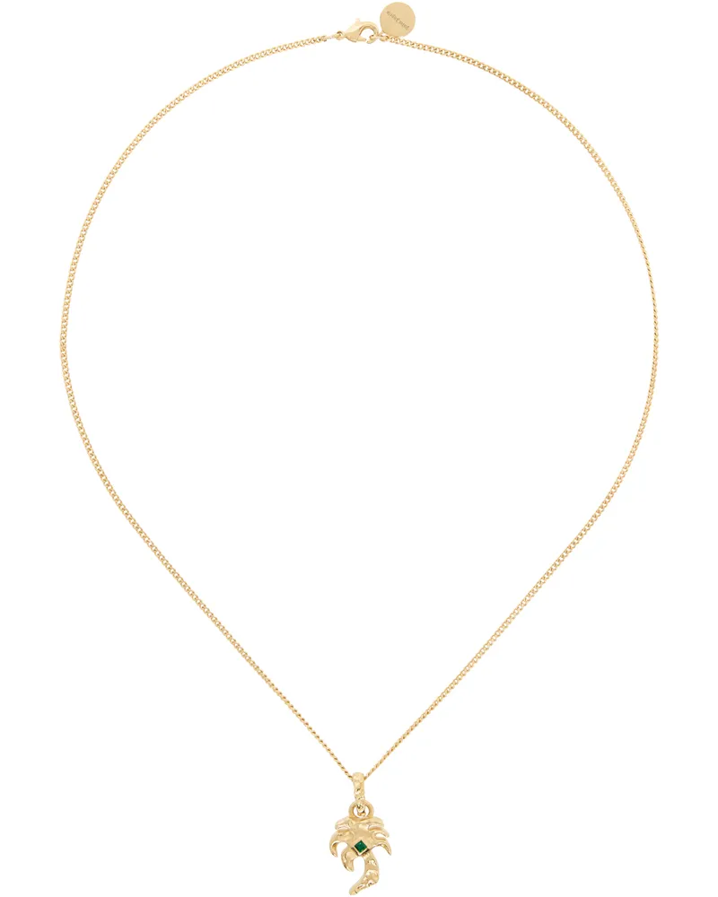 Palm Angels Gold Melted Palm Charm Necklace Gold