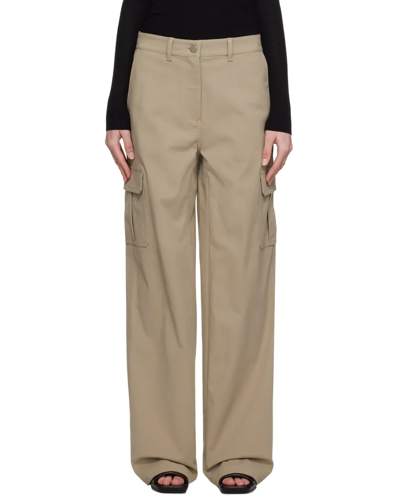 Theory Taupe Wide-Leg Trousers Bark