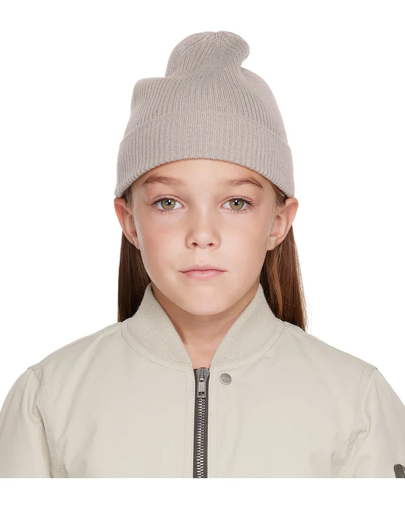 Rick Owens Kids Off-White Rib Knit Beanie 08
