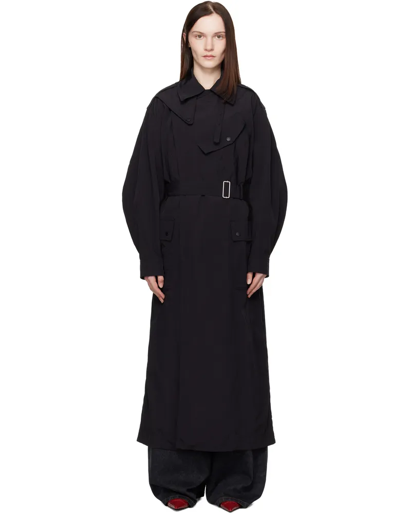 Kenzo Black Kenzo Paris Kimono Sleeves Long Trench Coat 99