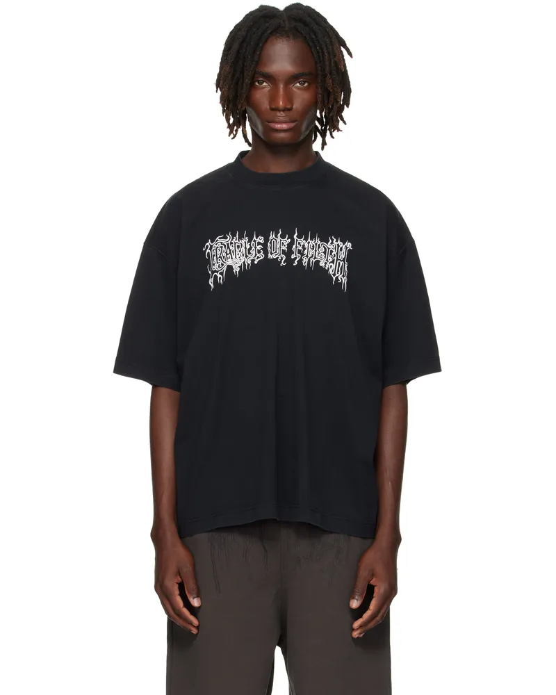 VETEMENTS Black Cradle of Filth Logo Regular T-shirt Washed