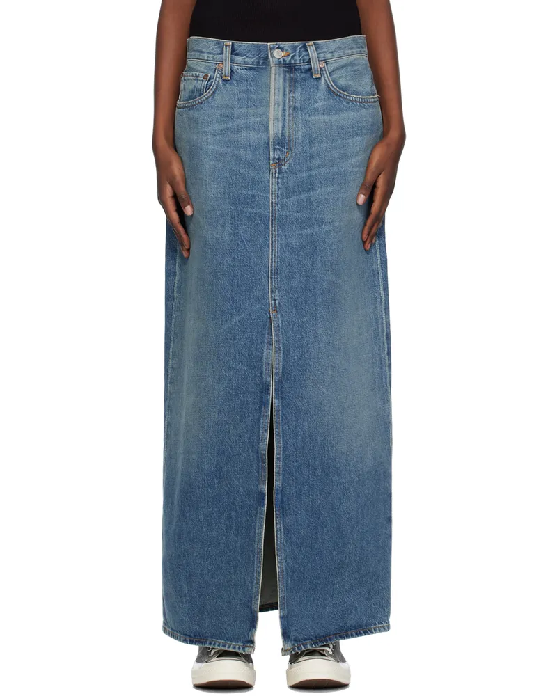 AGOLDE Blue Leif Denim Maxi Skirt Swing