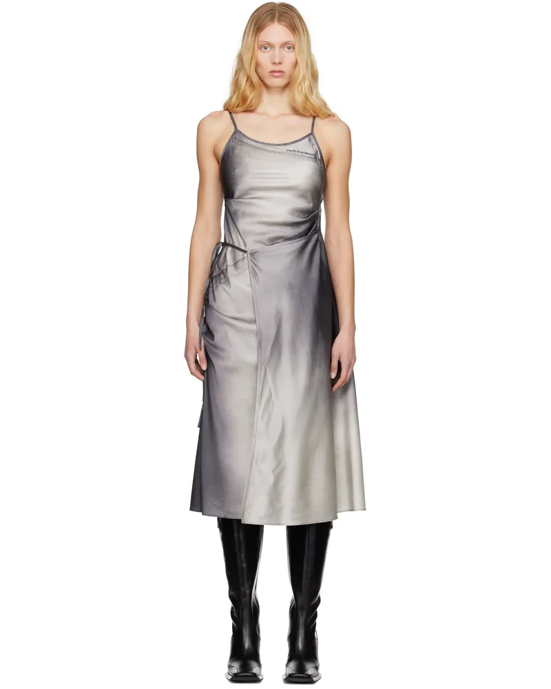 Feng Chen Wang Gray Draped Midi Dress Black