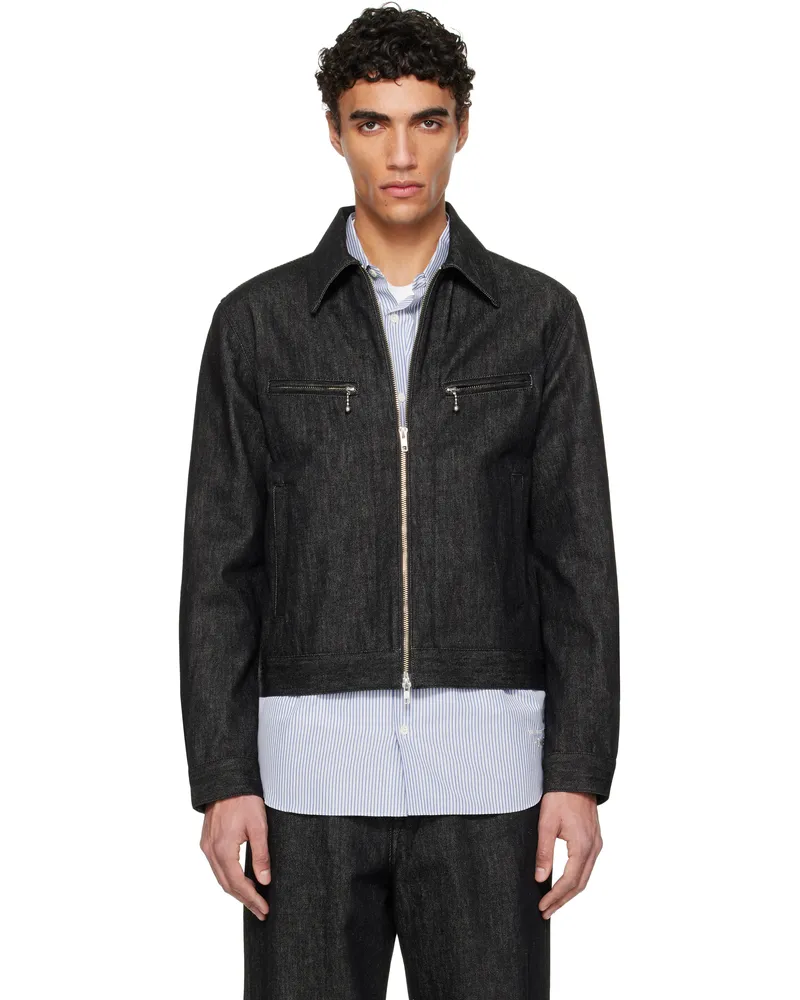 Fumito Ganryu Black Work Riders Denim Jacket Black