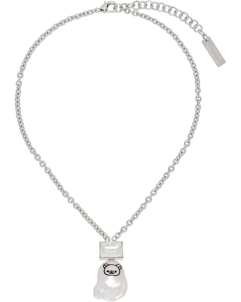 JIWINAIA Rilakkuma Edition Classic Pearl Necklace Silver
