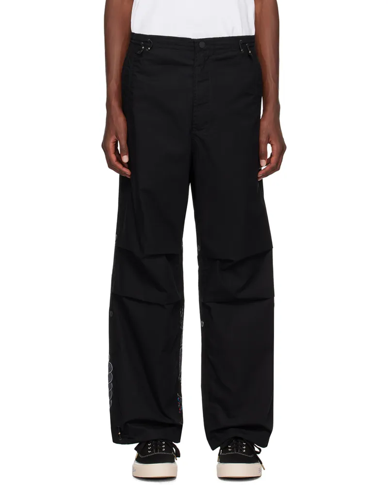 maharishi Black Cyber Skeleton Loose Snopants Trousers Black