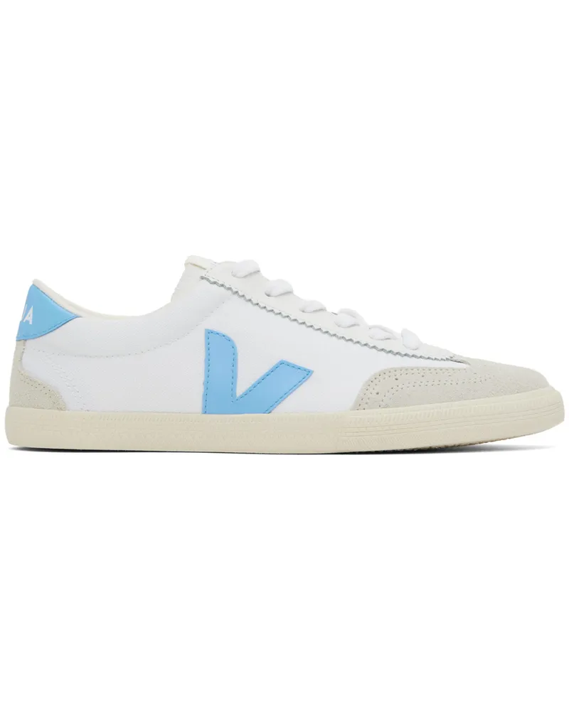 VEJA White & Blue Volley Canvas Sneakers White_aqua