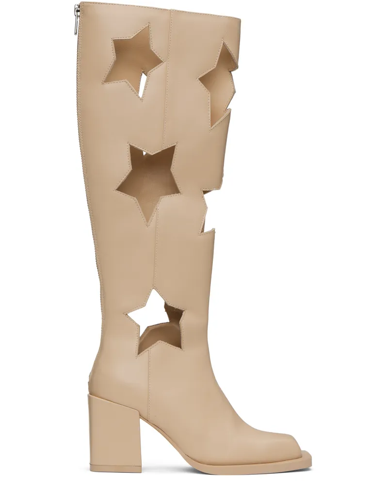 ANDREJ GRONAU SSENSE Exclusive Beige Star Cut Boots Cream