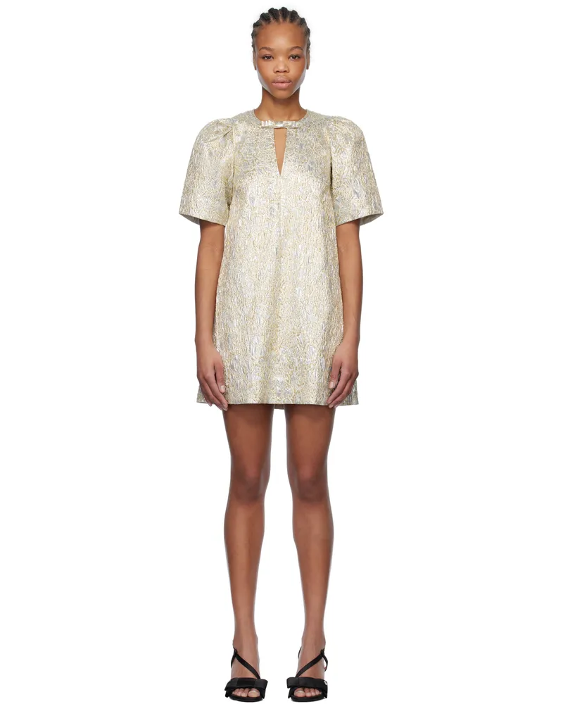 Ganni Gold & Silver Metallic A-Line Minidress 012