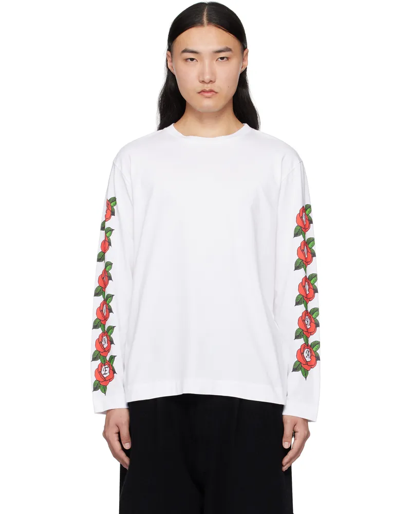 Simone Rocha White Cluster Rose Logo Print T-shirt White
