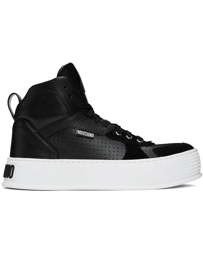 Moschino Black Bumps & Stripes High-Top Sneakers 00b