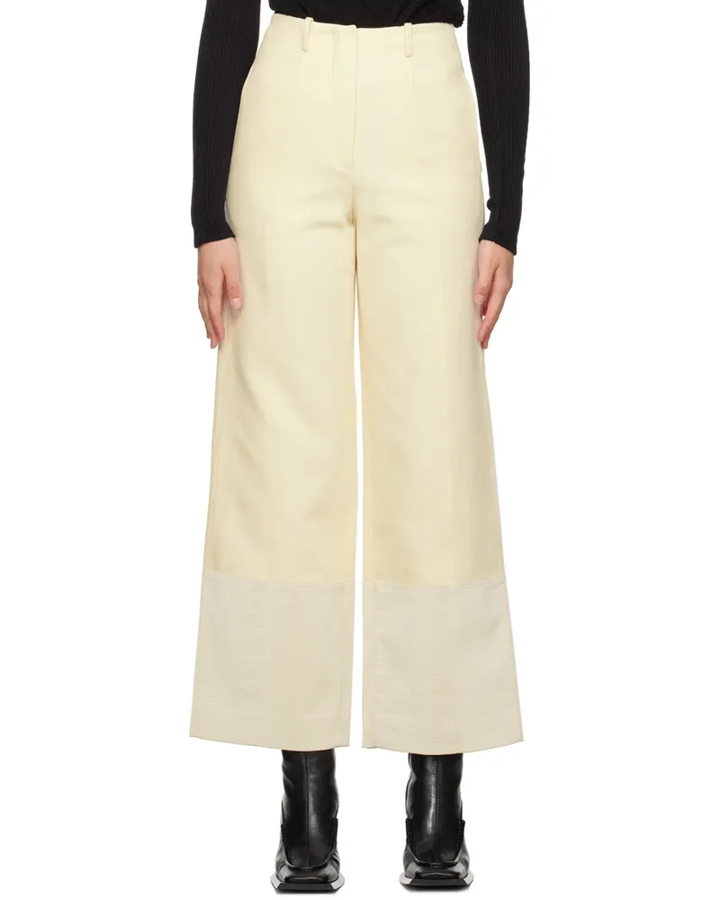 Kijun Off-White Embossed Trousers Cream