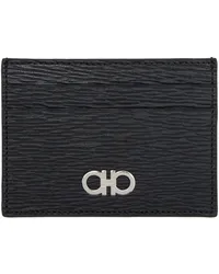 Ferragamo Black & Red Gancini Card Holder Nero